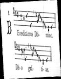 12ο και 13ο αιώνα. Στη συνέχεια, ο καθηγητής δείχνει χειρόγραφα του λειτουργικού µέλους Benedicamus Domino. Εικ. 6. Benedicamus Domino (Grout, Palisca, 1988, σ. 13) Εικ. 7.