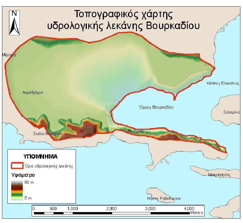 Εικόνα 58 Γεωλογικός χάρτης υδρολογικής της λεκάνης του Βουρκαρίου.