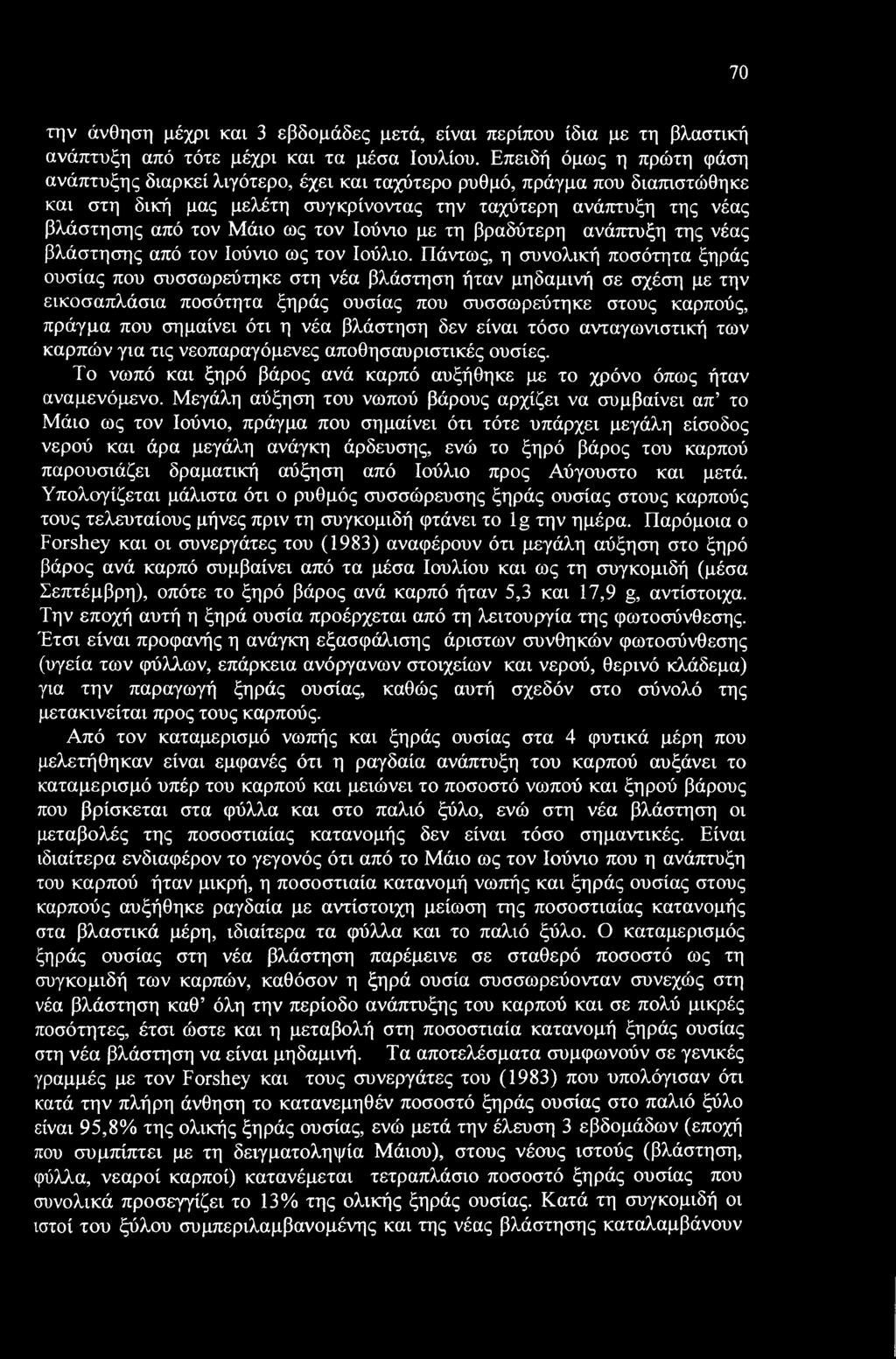 70 την άνθηση μέχρι και 3 εβδομάδες μετά, είναι περίπου ίδια με τη βλαστική ανάπτυξη από τότε μέχρι και τα μέσα Ιουλίου.