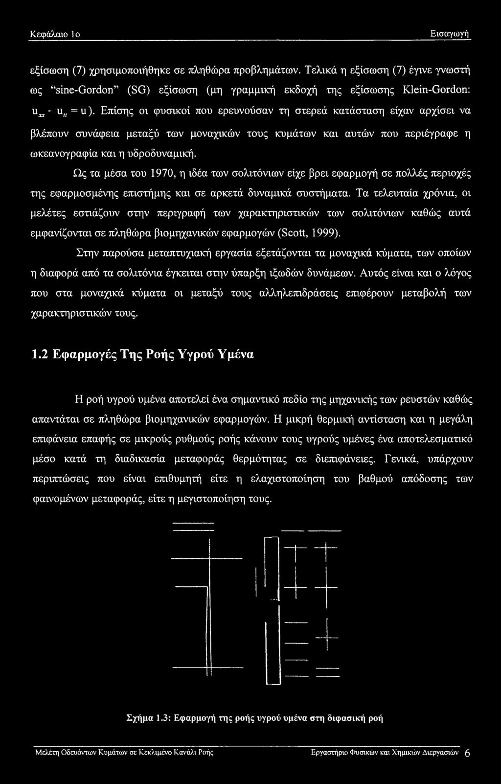 Ως τα μέσα του 1970, η ιδέα των σολιτόνιων είχε βρει εφαρμογή σε πολλές περιοχές της εφαρμοσμένης επιστήμης και σε αρκετά δυναμικά συστήματα.