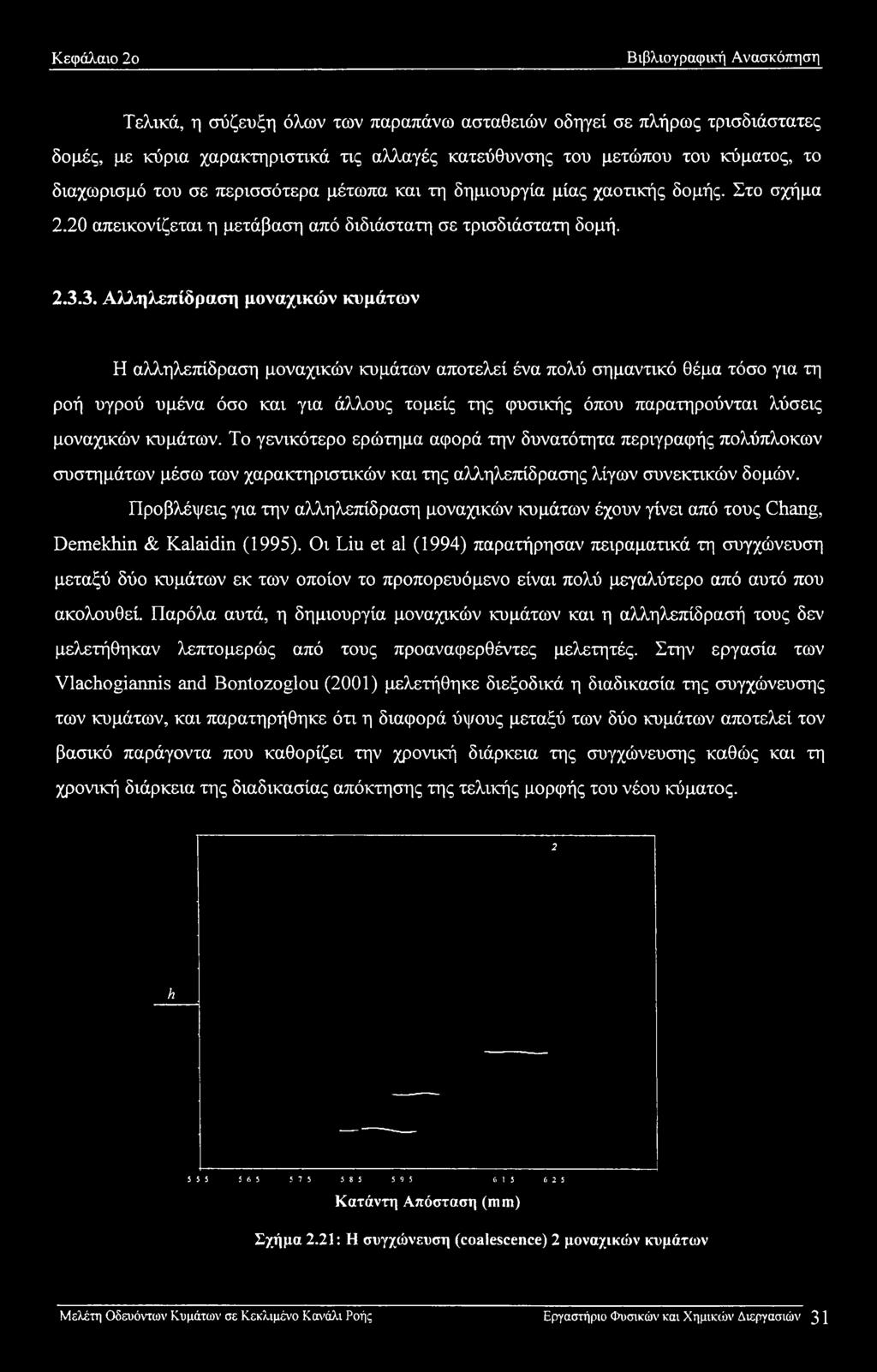 Κεφάλαιο 2ο Βιβλιογραφική Ανασκόπηση Τελικά, η σύζευξη όλων των παραπάνω ασταθειών οδηγεί σε πλήρως τρισδιάστατες δομές, με κύρια χαρακτηριστικά τις αλλαγές κατεύθυνσης του μετώπου του κύματος, το