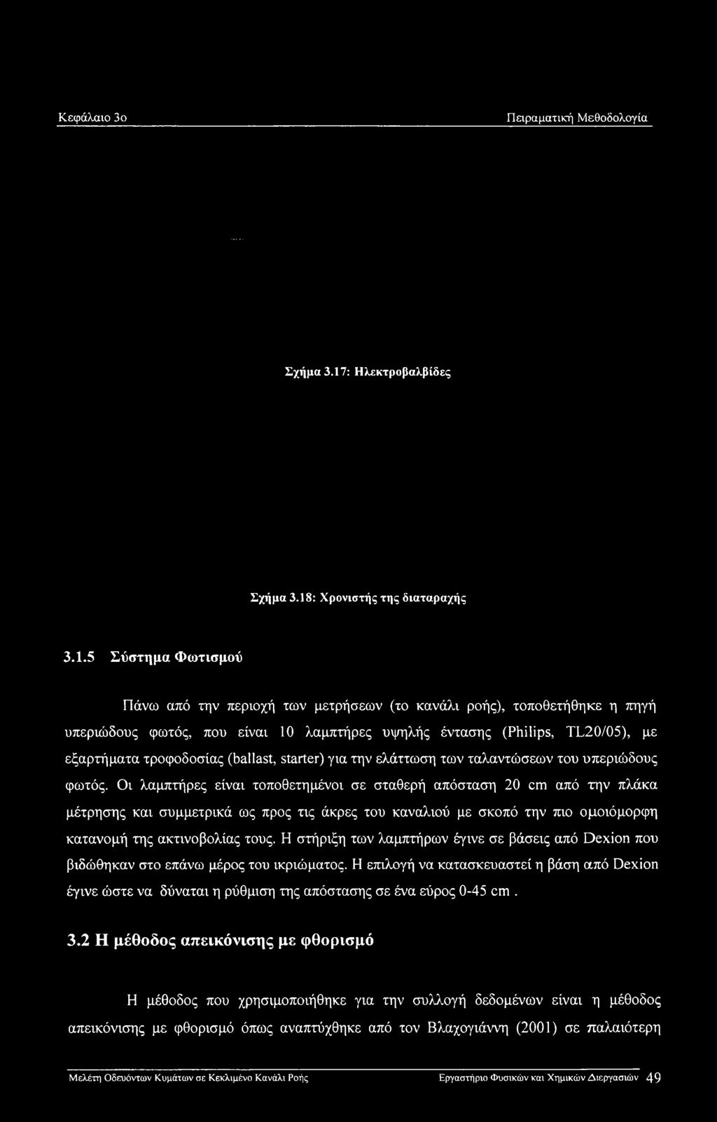 εξαρτήματα τροφοδοσίας (ballast, starter) για την ελάττωση των ταλαντώσεων του υπεριώδους φωτός.