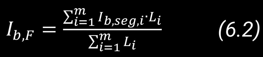 υποδομή ανάλογα με το μήκος του κάθε τμήματος στο συνολικό μήκος, σύμφωνα με την εξίσωση: Όπου, I b,f= Βαθμός στάθμης εξυπηρέτησης της υποδομής ποδηλάτων I b,seg= Βαθμός στάθμης εξυπηρέτησης του