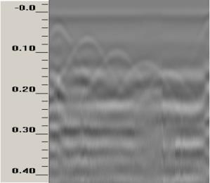 5.2.1.2 Σαρώσεις έπειτα από διαβροχή Σε δοκίμιο στο οποίο οι ράβδοι Φ16 έχουν διαταχθεί κλιμακωτά (Σχ.
