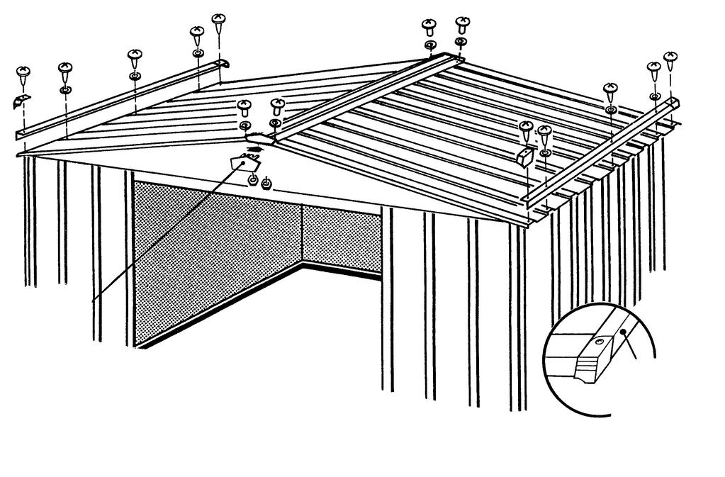 Βήμα 6 B9 ctr-gr Εξαρτήματα που απαιτούνται για τη περιθώριο οροφής 848 Πλευρική περικοπή οροφής () (4) (6) (4) Συνδέστε το περιθώριο στο πλευρό της οροφής με το κάτω άκρο των φατνωμάτων οροφής σε