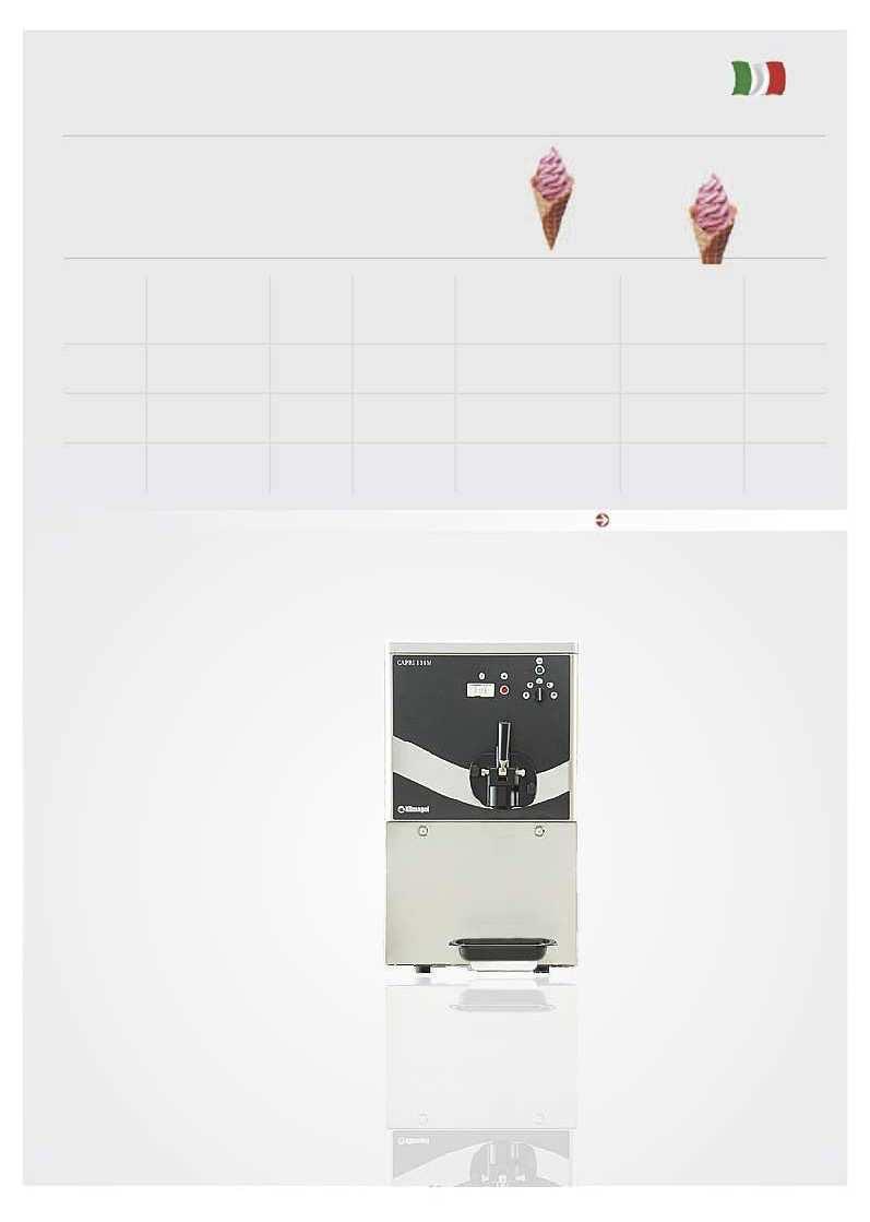 Επιτραπέζιες μηχανές παραγωγής παγωτού CAPRI Soft Ice Cream - Frozen Yogurt μίας γεύσης Electronic Panel Energy Saving