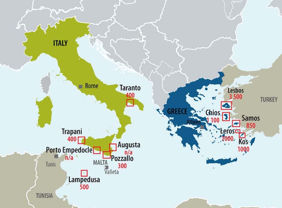 Γράφημα 5 - Χάρτης των ιταλικών και ελληνικών ΚΥΤ και η αντίστοιχη δυ