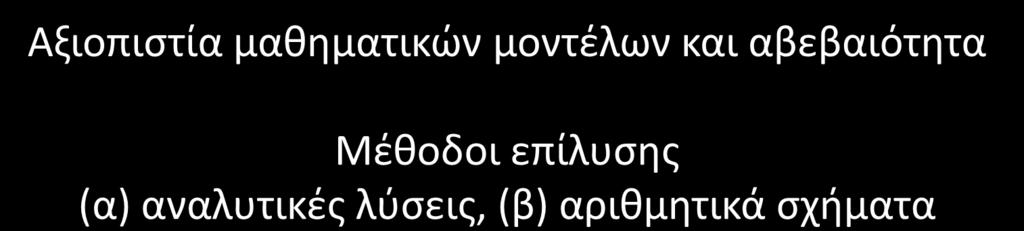 Μοντέλα καθορισμού των παραμέτρων του προβλήματος.