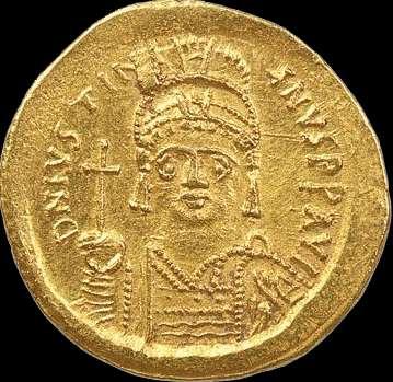 Σόλιδος (solidus) Ιουστινιανού Α (527-565). Νομισματοκοπείο Κωνσταντινούπολης.