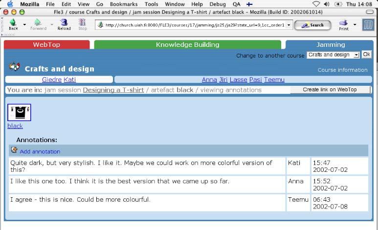 Fle3: Jamming (a shared space for collaborative construction of digital artefacts (pictures, text, audio,