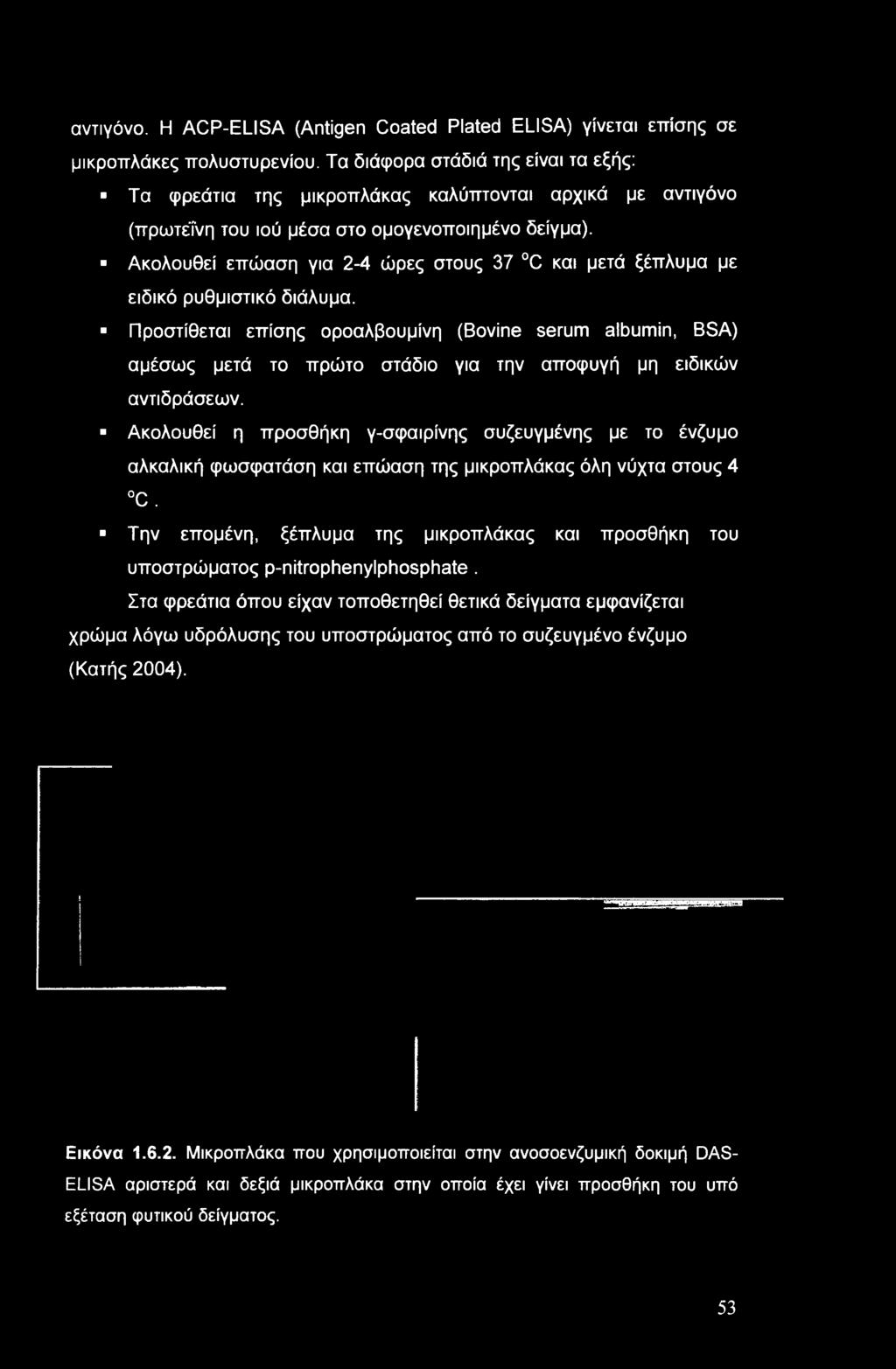 Ακολουθεί η προσθήκη γ-σφαιρίνης συζευγμένης με το ένζυμο αλκαλική φωσφατάση και επώαση της μικροπλάκας όλη νύχτα στους 4 C.