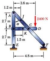 Пример : Да се определат внатрешните големини во точката Ј од лостот АС и во точката К од лостот BCD. E 0 : 400 N.6 m 4.