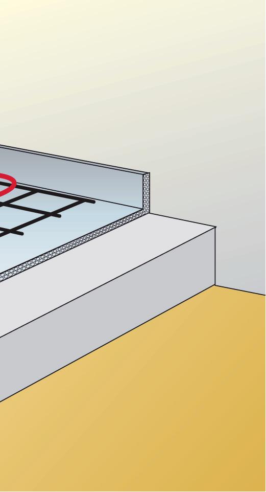 Aluthermo izoláciu rozložiť a vytiahnuť na priľahlé steny. Aj tu sa Aluthermo pásy neprekrývajú, ale pokladajú na tupo. Tupé spoje sa tesne prelepia dodávanými hliníkovými páskami Aluthermo.