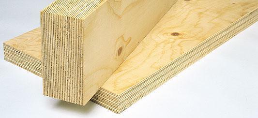 2.2.4 LVL (laminated veneer lumber) Η σύνθετη πριστή ξυλεία LVL (βλέπε εικόνα 2.8) αποτελείται από πολλά ξυλόφυλλα συγκολλημένα σε πρέσα με τις ίνες των ξυλοφύλλων παράλληλες μεταξύ τους.