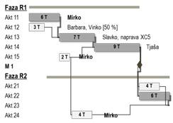 GANTOGRAM IN PLAN VIROV A1 A2 A3 A4 A5 A6 A7 A8 A9 6 w 3 w 2 w 4 w Mirko Barbara, Vinko [50%] 7 w Slavko 9 w Mirko Mirko Izvajalci aktivnosti sodelujoči obremenitev (% / število ur dela) Tjaša [50%],