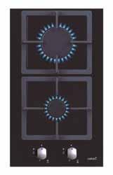 GAS-ON-GLASS HOBS CI 631 BK 4 N LCI 302 BK 2 4 εστίες αερίου Επάνω αριστερά: 1 ημί-ταχεία 1.75 kw Κάτω αριστερά: 1 τριπλή εστία, 3kW Πάνω δεξιά : 1 ημί-ταχεία, 1.