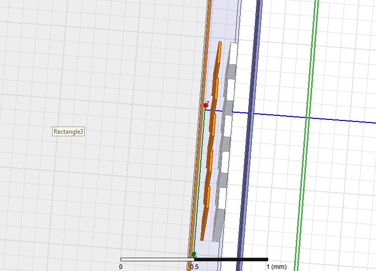 Κύκλωμα 3D σχεδιασμού στο Simplorer με τα πρώτα strips να είναι παράλληλα με τα resistive strips(10χ10 mm) Πίνακας ο οποίος πάρθηκε από