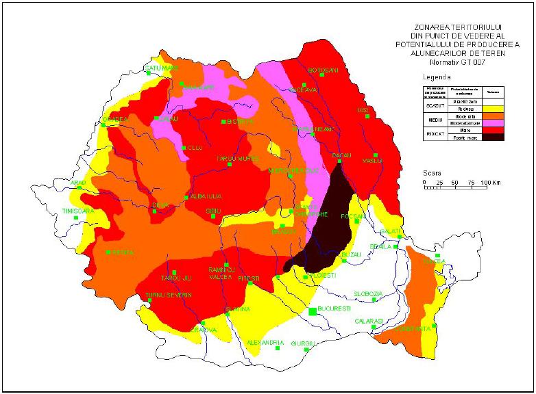alunecări de teren şi lunci inundabile.