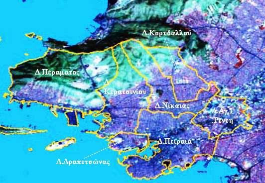 Περιοχή μελέτης 2.5 Περιοχή Μελέτης 2.5.1 Σύντοµη Παρουσίαση των ήµων της Περιοχής Μελέτης Εικόνα 1: Όρια ήµων Νοµαρχίας Πειραιά (νοµαρχία Πειραιά.