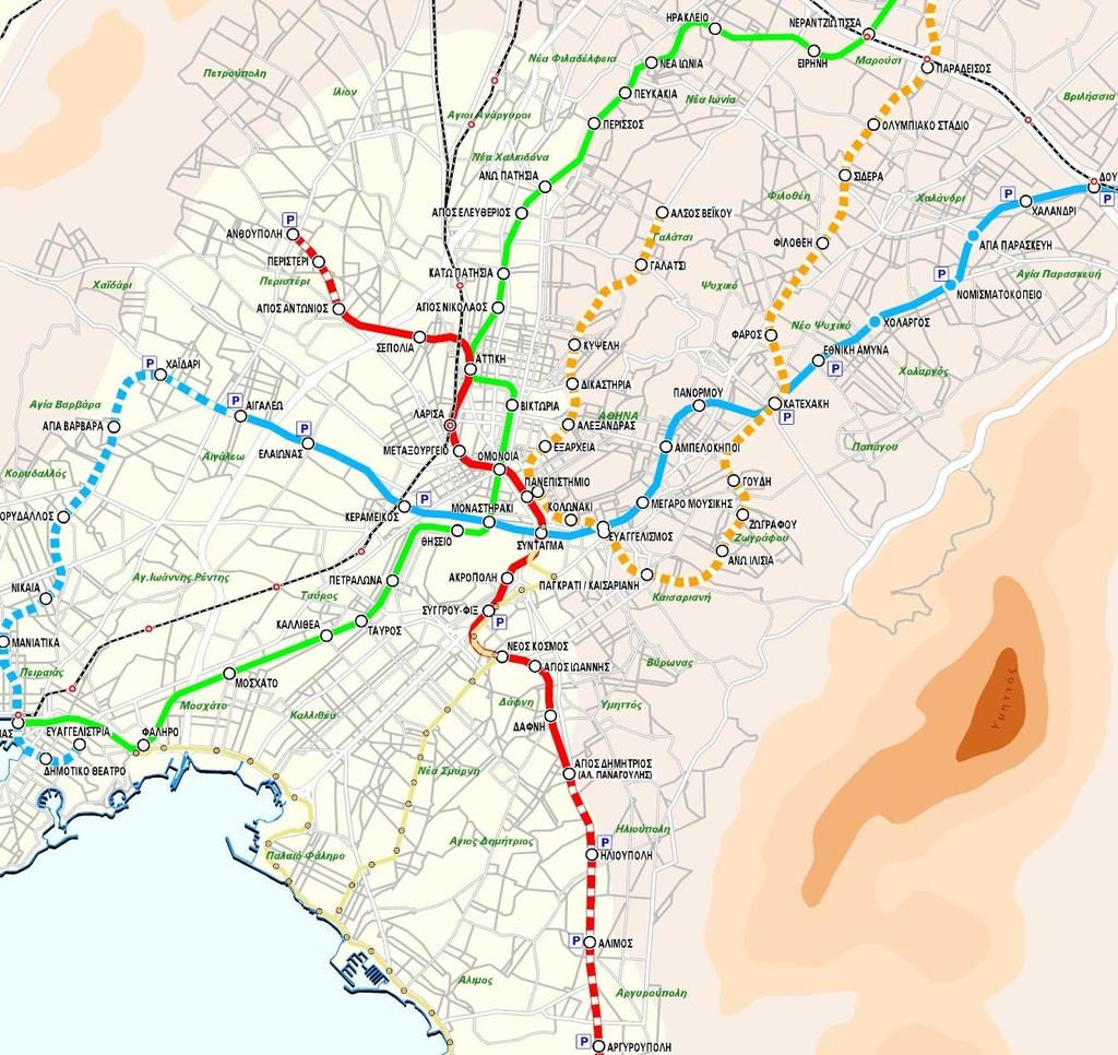Δίκτυο Μετρό στην Αθήνα σε λειτουργία