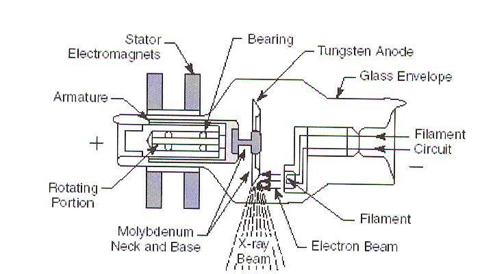 Stator electromagnets:στατικοί ηλεκτρομαγνήτες Bearing: - Tungsten anode: άνοδος βολφραμίου