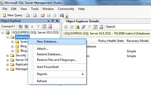 ΔΗΜΙΟΥΓΙΑ ΚΑΙΝΟΥΙΑΣ ΒΔ (1/2) 6 Στο Object Explorer πθγαίνουμε ςτο