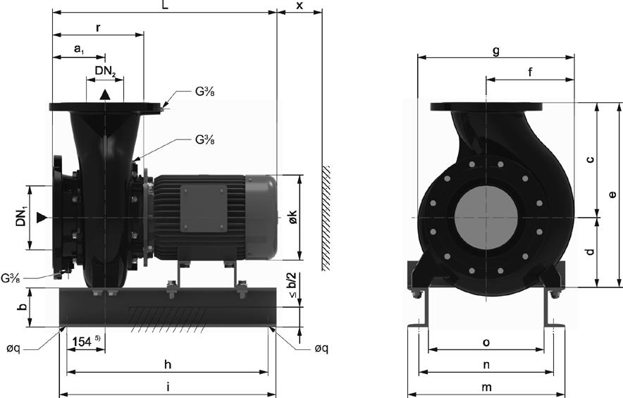 Εγκατάσταση / Τοποθέτηση Τύπος με ράγα θεμελίωσης ( 37 kw) Εικόνα 6c Διαστάσεις έκδοσης F/ F-PM (τύπος με ράγα θεμελίωσης ( 37 kw)) Έκδοση F, 50 Hz, 1500 min -1 Τύπος P 2 [kw] DN 2 DN 1 L a 1 a 2 b c