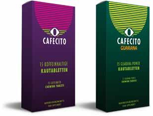 Προέλευση: ΓΕΡΜΑΝΙΑ Cafecito Guaranà & Caffeine Τόνωση στη στιγμή Χαμηλή περιεκτικότητα σε ζάχαρη σε σχέση με τα ενεργειακά ποτά. Εύκολο στην αποθήκευση και μεταφορά.