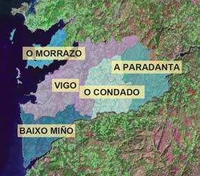 cabeceira en Vigo), o Val dá Louriña (con cabeceira en Porriño), a terra de Mañó (con cabeceira en Redondela), unha parte da Terra de Entenza (con cabeceira en Salceda de Caselas), e unha parte da