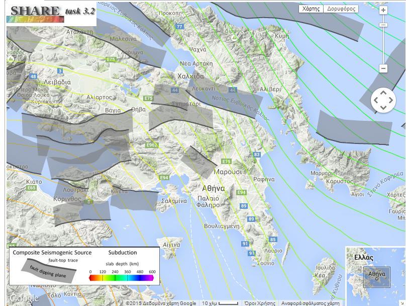 12 παρουσιάζεται σε μεγέθυνση ο χάρτης των σεισμικών πηγών στην ευρύτερη περιοχή της Ακρόπολης. Εικόνα 2.