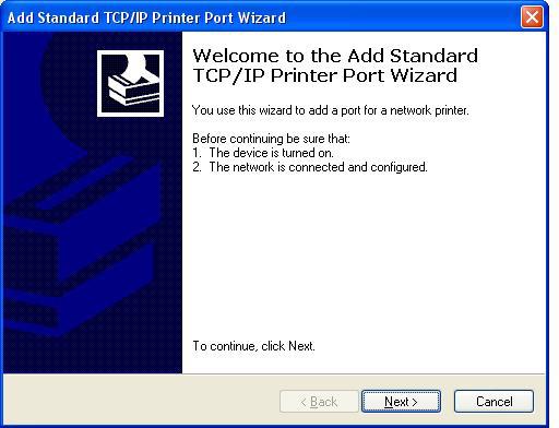 10. Στο παράθυρο διαλόγου Add Standard TCP/IPPrinter Port Wizard (Οδηγός προσθήκης