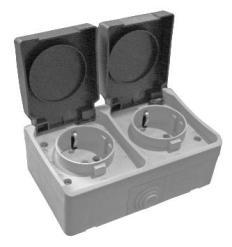 Grey waterproof switches 10A & sockets 16A IP-20