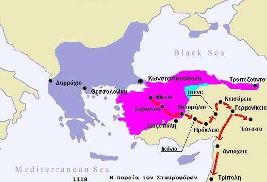 1118, μετά την Πρώτη Σταυροφορία 1081 Η Βυζαντινή Αυτοκρατορία το 1118, μετά την Πρώτη Σταυροφορία.