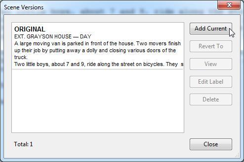 To add the second version (which is currently displayed) I click Add Current.