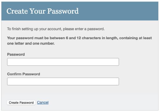 Για να ολοκληρώσετε το λογαριασμό σας εισάγετε έναν κωδικό (Password) και επιβεβαιώστε τον, ο κωδικός πρέπει να είναι από 6 έως 12