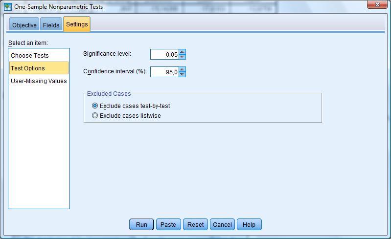 Από την επιλογή Test Options μας δίνεται μεταξύ άλλων η δυνατότητα καθορισμού του επιπέδου