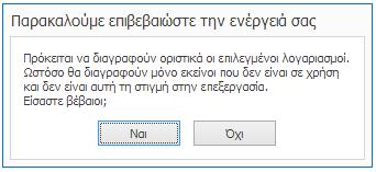 Καρτέλα «Λογαριασμοί Χειριστών» και να πατήσετε το κουμπί «Διαγραφή» στη Γραμμή Εργαλείων «Διαχείριση».