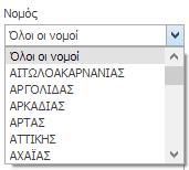 λίστα τον νομό βάσει του οποίου θα εμφανιστούν οι σχετικές καταχωρημένες επαφές.