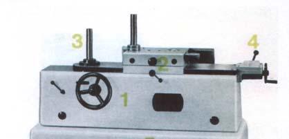 Τα πέντε μηχανικά υποσύνολα της συσκευής είναι τα εξής: 1. Τράπεζα. Η τράπεζα της συσκευής Goulder Mikron 3R φέρει διαμήκη αύλακα στο μέσο της ως οδηγό για τη μετακίνηση του φορείου.