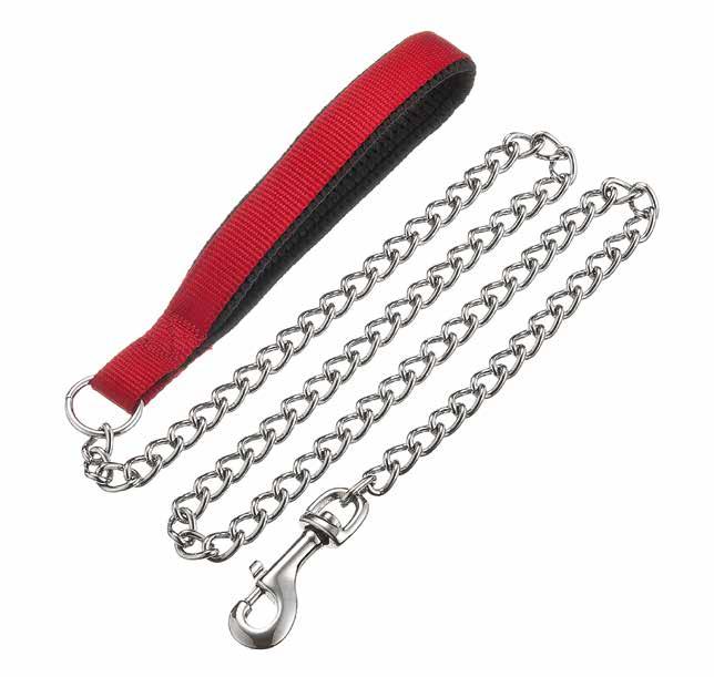 TREATS SNACKS BULK S HYGIENE GROOMING ACCESSORIES TOYS BOWLS CARRIERS CHROME PLATED CHAIN LEASH : RED 3801 CHAIN LEASH WITH NYLON
