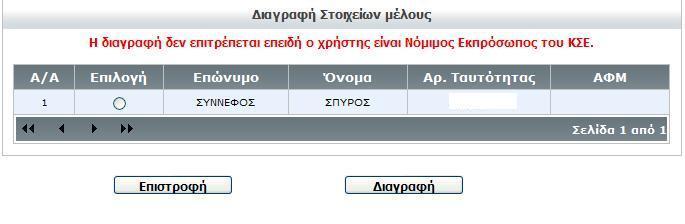 Παράδειγμα της φόρμας επιλογής μέλους φαίνεται στην παρακάτω εικόνα.