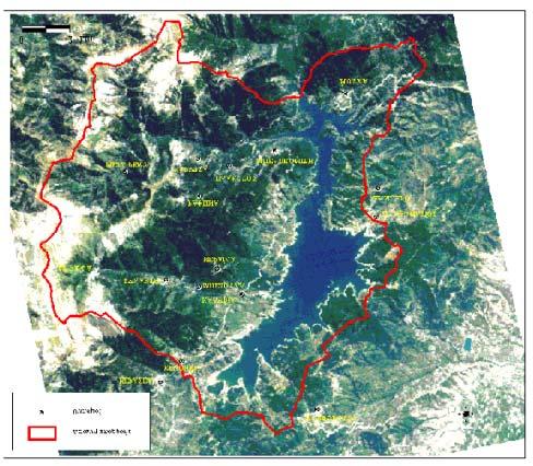 Η λεκάνη απορροής ορυφορική εικόνα Landsat Λήψη 21/8/1999, ώρα 9:30 τοπική ιοικητική υπαγωγή: Νοµός Καρδίτσας