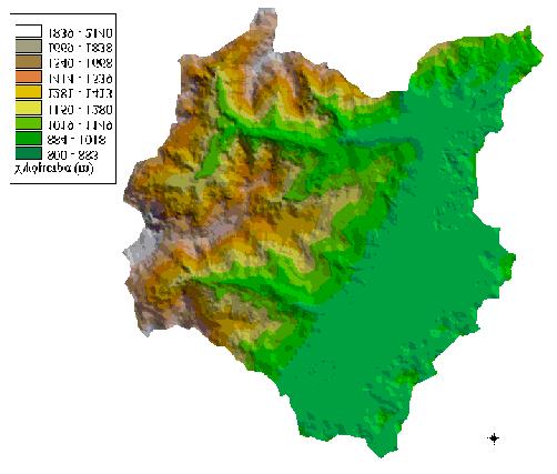 Ψηφιακό µοντέλο αναγλύφου λεκάνης Προέλευση δεδοµένων: χάρτες ΓΥΣ 1:50 000 Ανάλυση 30 30 m
