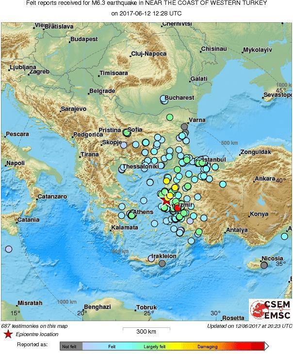 Σύμφωνα με την ανακοίνωση του Εθνικού Σεισμογραφικού Δικτύου επρόκειτο για επιφανειακό (h~10 km) σεισμό με το επίκεντρο του να εντοπίζεται στο θαλάσσιο χώρο κοντά στις ανατολικές-νοτιοανατολικές