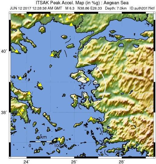 Από τη μελέτη του φάσματος απόκρισης για τη πόλη της Μυτιλήνης, αλλά και για το υπόλοιπο νησί, πλην του Νοτιοανατολικού τμήματος της περιοχής Βρίσας-Πλωμαρίου φαίνεται ότι η σεισμική φόρτιση που