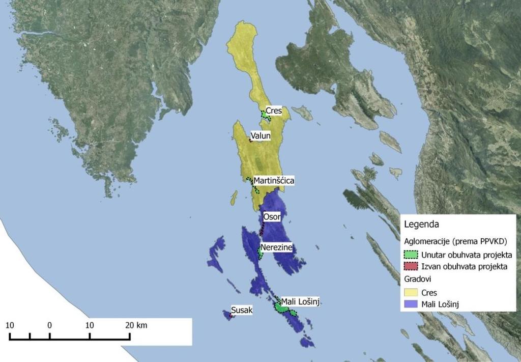 2. PODACI O ZAHVATU I OPIS OBILJEŽJA ZAHVATA Zahvat je definiran idejnim rješenjem u Studiji izvodljivosti za aglomeracije Cres, Martinšćica, Mali Lošinj i Veli Lošinj 1 (Hidroing d.o.o. Osijek, 2015.