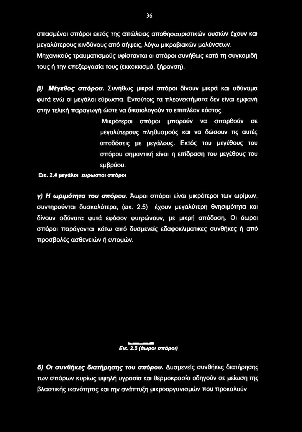 Συνήθως μικροί σπόροι δίνουν μικρά και αδύναμα φυτά ενώ οι μεγάλοι εύρωστα.