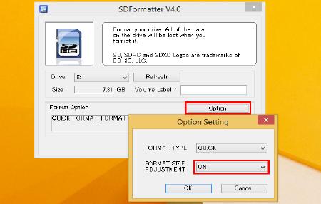 Εικόνα 31 Ρυθμίσεις SD Formatter Κάνουμε κλικ στο Format, και σε λίγα δευτερόλεπτα έχει ολοκληρωθεί.