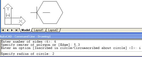 Comenzi de desenare - POLYGON Este opţiunea implicită Se indică centrul poligonului prin una din metodele de introducere ale punctelor Se selectează varianta