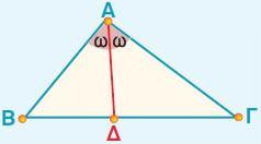 γ) Διχοτόμος τριγώνου λέγεται το ευθύγραμμο τμήμα της διχοτόμου μιας γωνίας του τριγώνου που φέρνουμε από μια κορυφή και καταλήγει στην απέναντι πλευρά. 48.